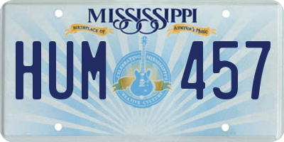 MS license plate HUM457