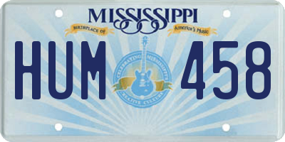 MS license plate HUM458