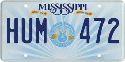 MS license plate HUM472