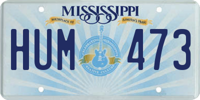 MS license plate HUM473