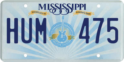 MS license plate HUM475