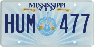 MS license plate HUM477