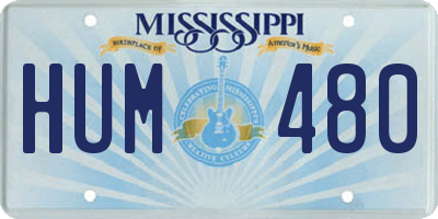MS license plate HUM480