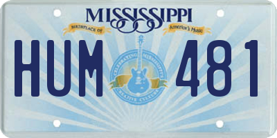 MS license plate HUM481