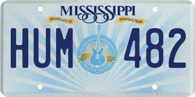 MS license plate HUM482