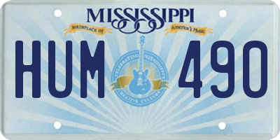 MS license plate HUM490