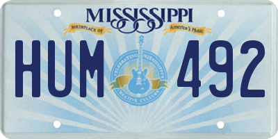 MS license plate HUM492