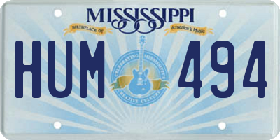 MS license plate HUM494