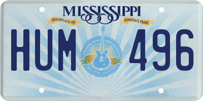 MS license plate HUM496