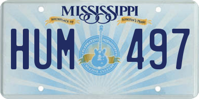 MS license plate HUM497