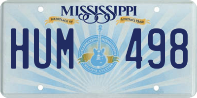 MS license plate HUM498