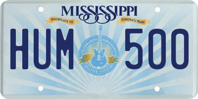 MS license plate HUM500
