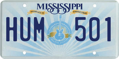 MS license plate HUM501