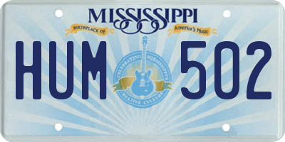 MS license plate HUM502