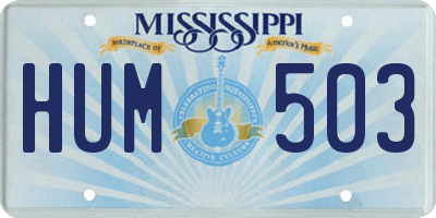 MS license plate HUM503