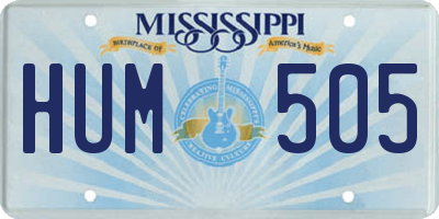 MS license plate HUM505