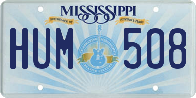 MS license plate HUM508