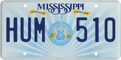 MS license plate HUM510