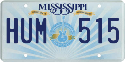 MS license plate HUM515