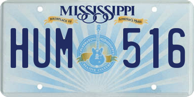 MS license plate HUM516