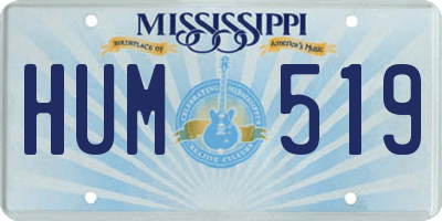 MS license plate HUM519