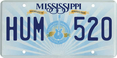 MS license plate HUM520