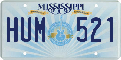 MS license plate HUM521