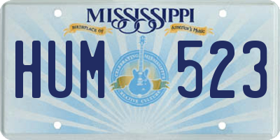 MS license plate HUM523
