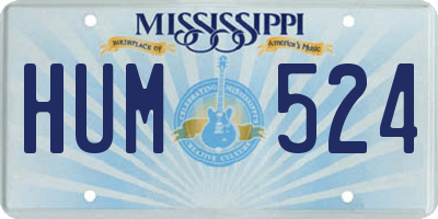 MS license plate HUM524