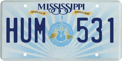 MS license plate HUM531