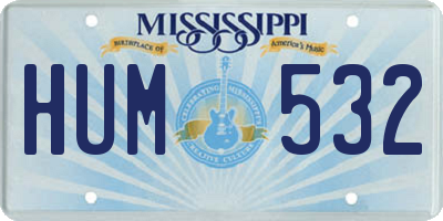 MS license plate HUM532