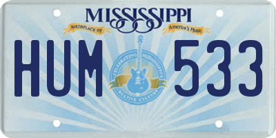 MS license plate HUM533