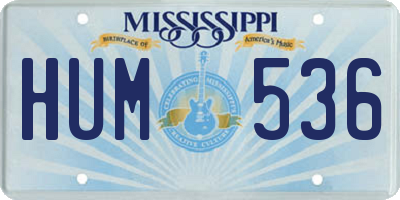 MS license plate HUM536