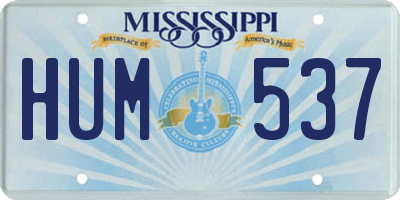 MS license plate HUM537