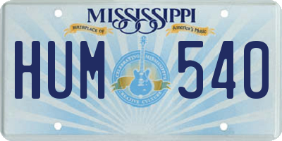 MS license plate HUM540