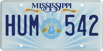 MS license plate HUM542