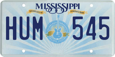 MS license plate HUM545