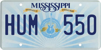MS license plate HUM550