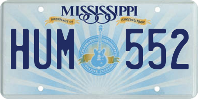 MS license plate HUM552