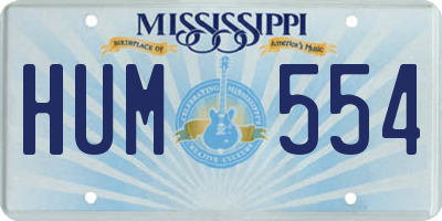 MS license plate HUM554