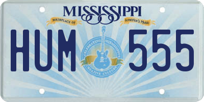 MS license plate HUM555
