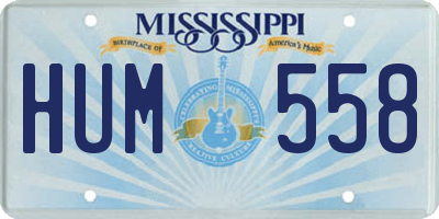 MS license plate HUM558