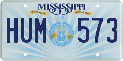 MS license plate HUM573