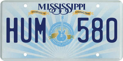 MS license plate HUM580