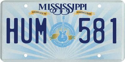 MS license plate HUM581