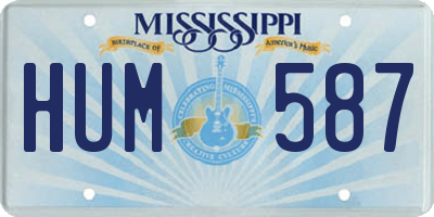MS license plate HUM587