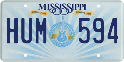 MS license plate HUM594