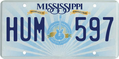 MS license plate HUM597