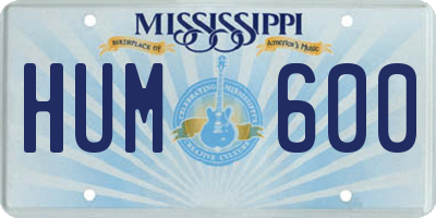 MS license plate HUM600