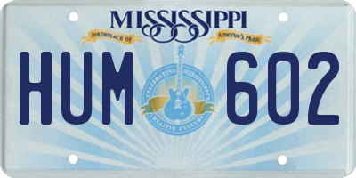MS license plate HUM602